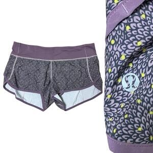 Lululemon‎ Shorts 8 Purple Floral Yoga Speed Up  Sporty Athletic Running